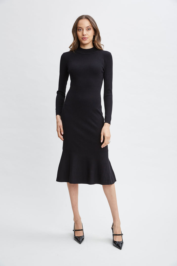 Elie Tahari T-Tahari Flare Sweater Dress BLACK