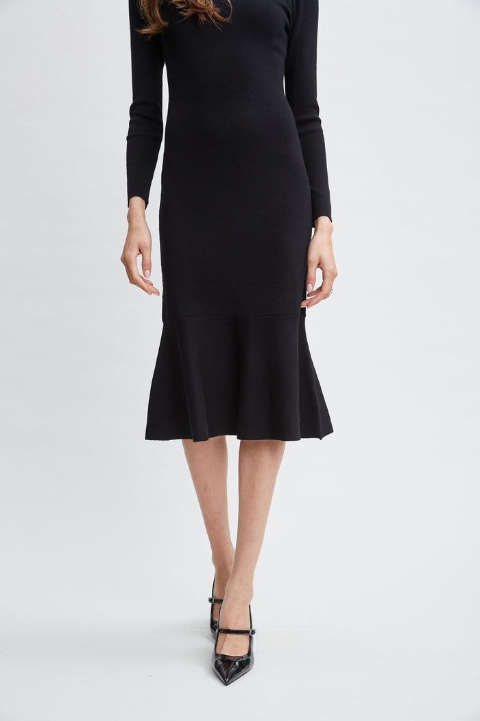 Elie Tahari T-Tahari Flare Sweater Dress BLACK