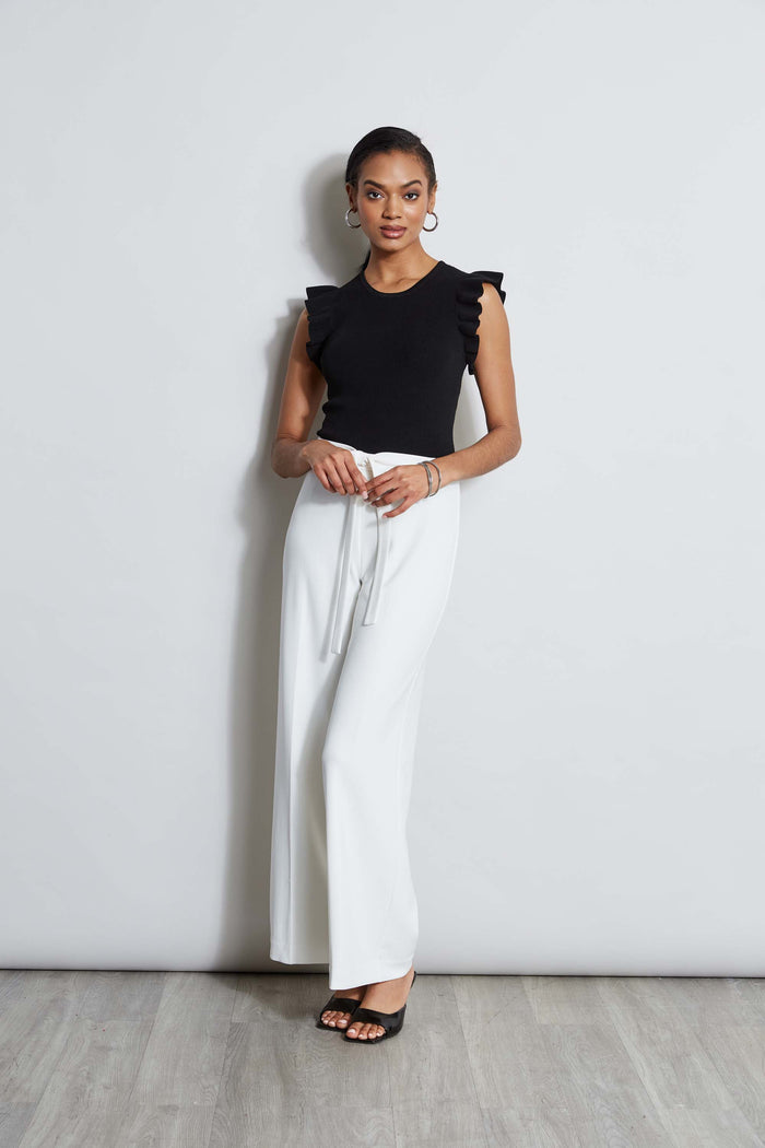 Elie Tahari T-Tahari Flutter Sleeve Knit BLACK