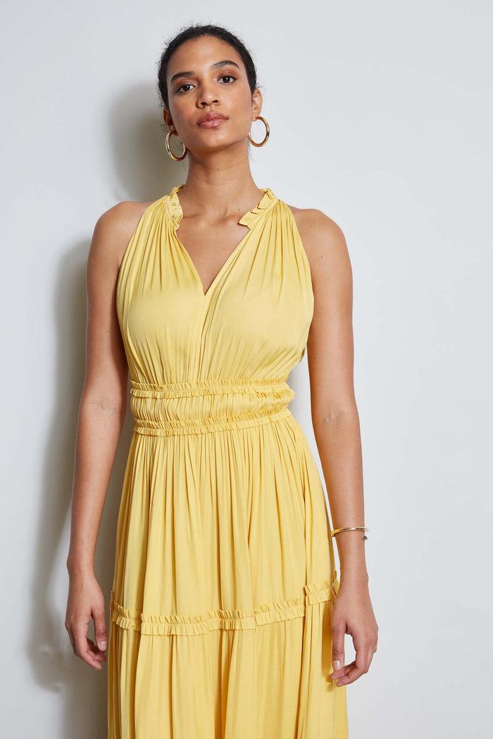 Elie Tahari T-Tahari Halter Midi Dress SUNRISE