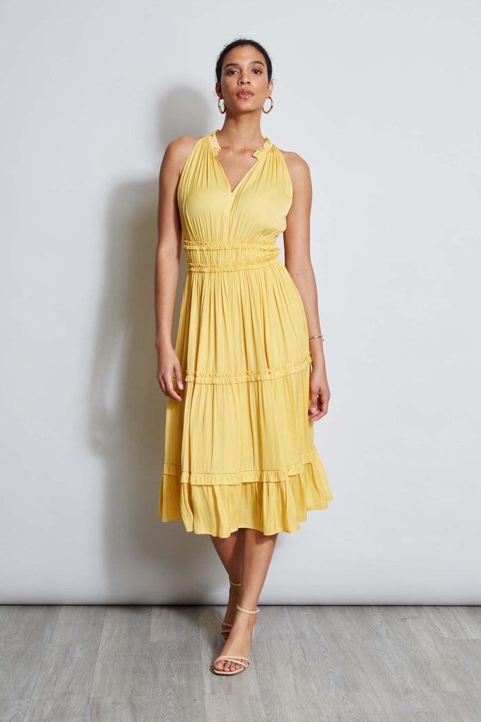 Elie Tahari T-Tahari Halter Midi Dress SUNRISE