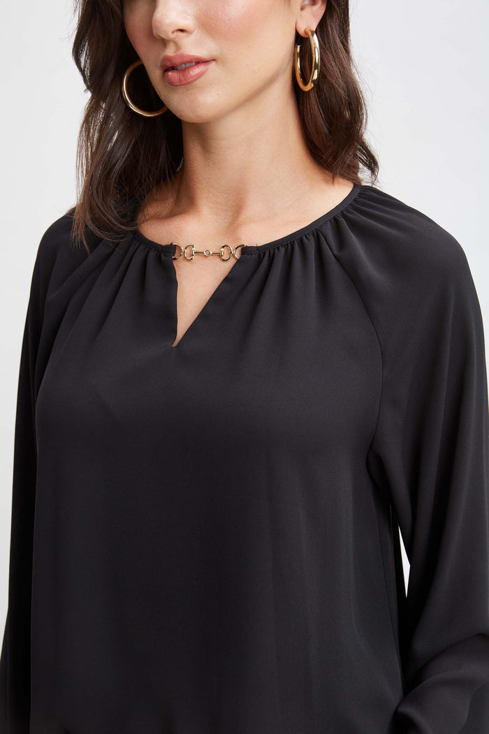 Elie Tahari T-Tahari Keyhole Detail Shirt BLACK
