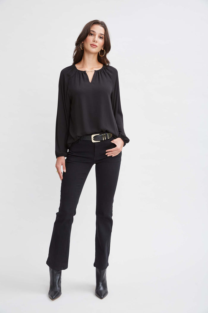 Elie Tahari T-Tahari Keyhole Detail Shirt BLACK