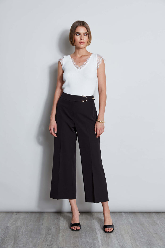 Elie Tahari T-Tahari Lace Trim Sweater WHITE STAR