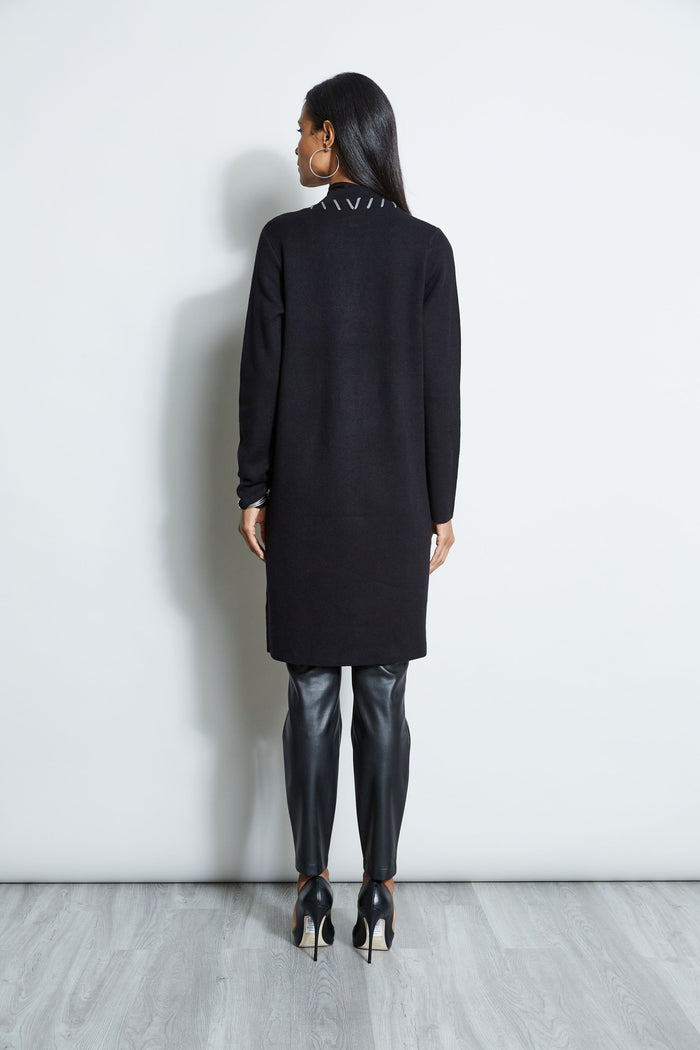 Elie Tahari T-Tahari Long Stitched Cardigan BLACK