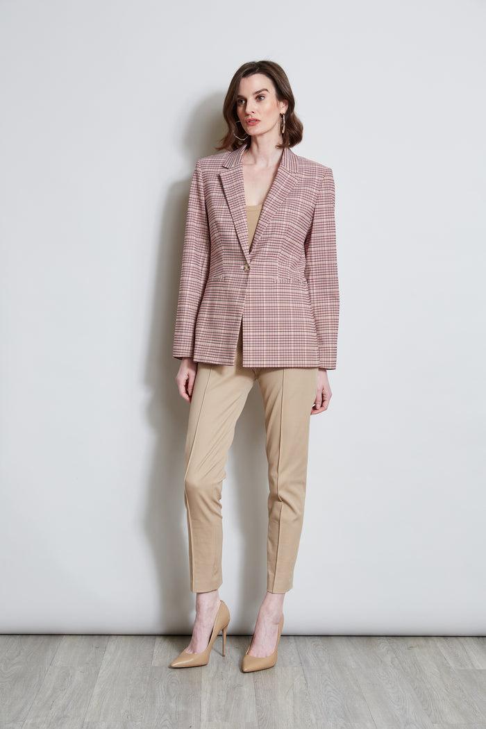 Elie Tahari T-Tahari Plaid Blazer MULTI PINK CHECK