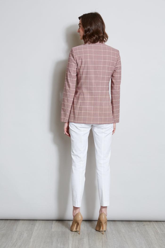 Elie Tahari T-Tahari Plaid Blazer MULTI PINK CHECK