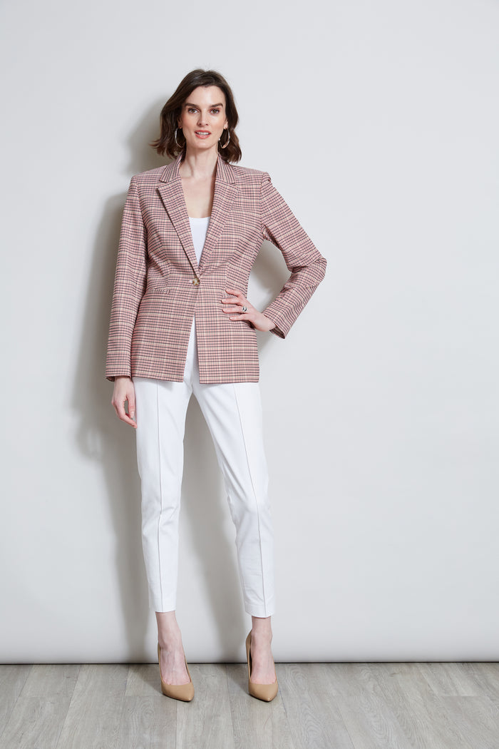 Elie Tahari T-Tahari Plaid Blazer MULTI PINK CHECK