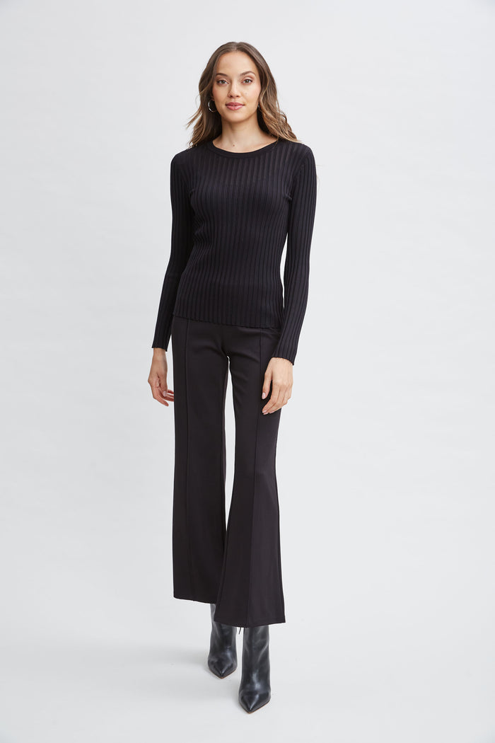 Elie Tahari T-Tahari Rib Mesh Sweater BLACK