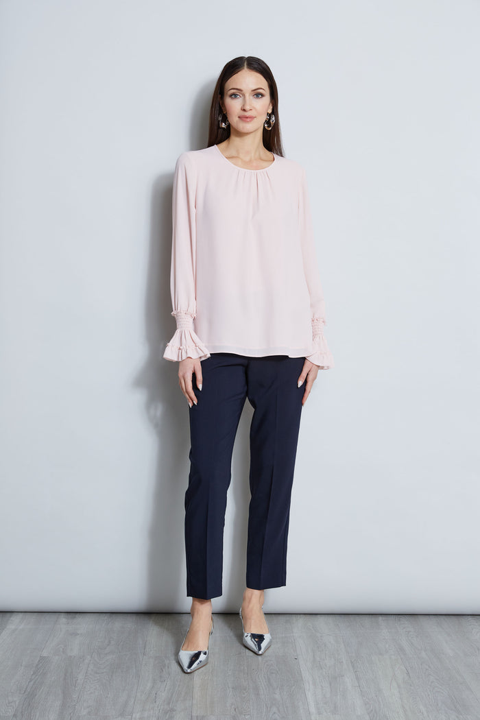 Elie Tahari T-Tahari Ruffle Cuff Shirt SOFT SHELL