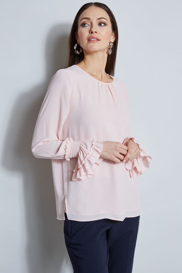 Elie Tahari T-Tahari Ruffle Cuff Shirt SOFT SHELL