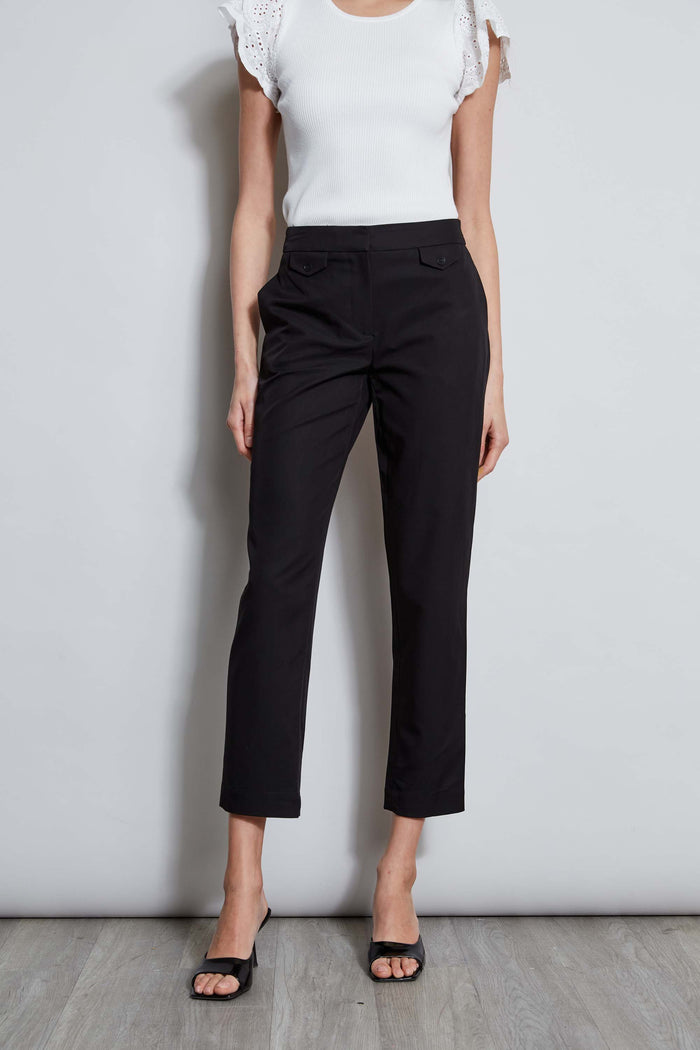 Elie Tahari T-Tahari Slim Button Pant BLACK