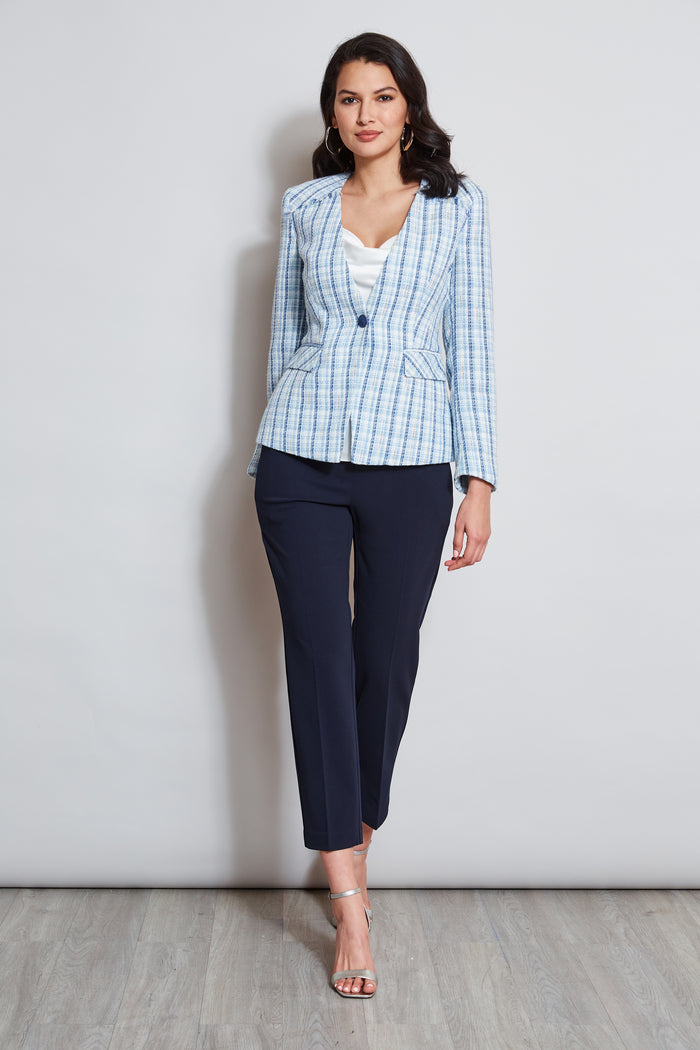 Elie Tahari T-Tahari Tweed Blazer MULTI BLUE TWEED