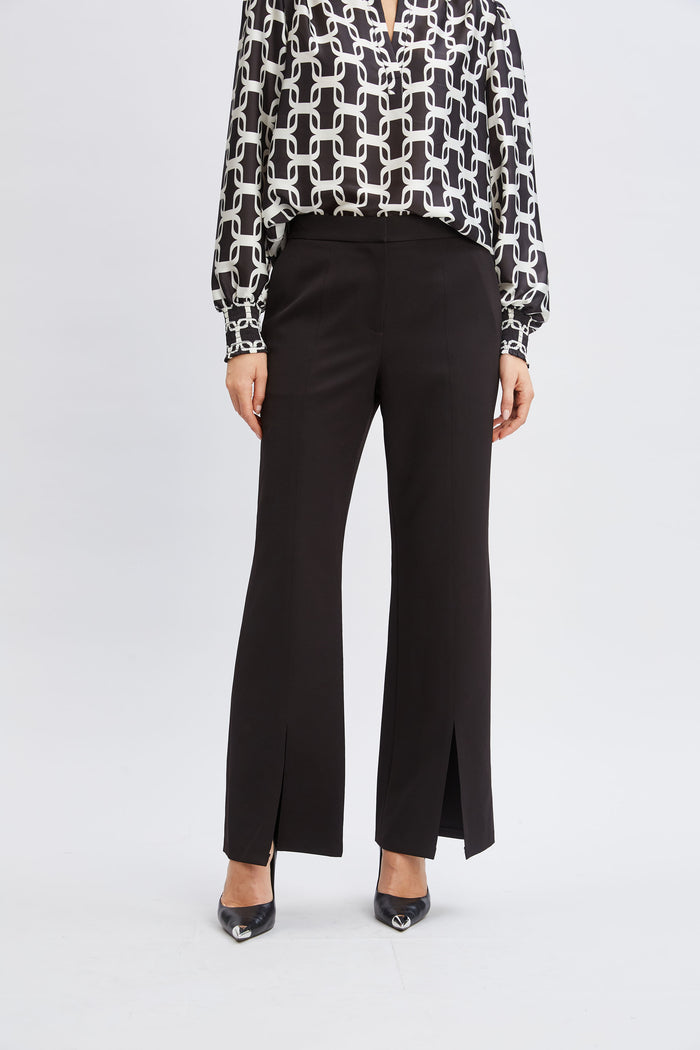 Elie Tahari T-Tahari Wide Leg Slit Pant BLACK