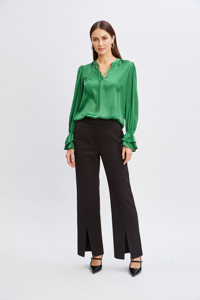 Elie Tahari T-Tahari Wide Leg Slit Pant BLACK