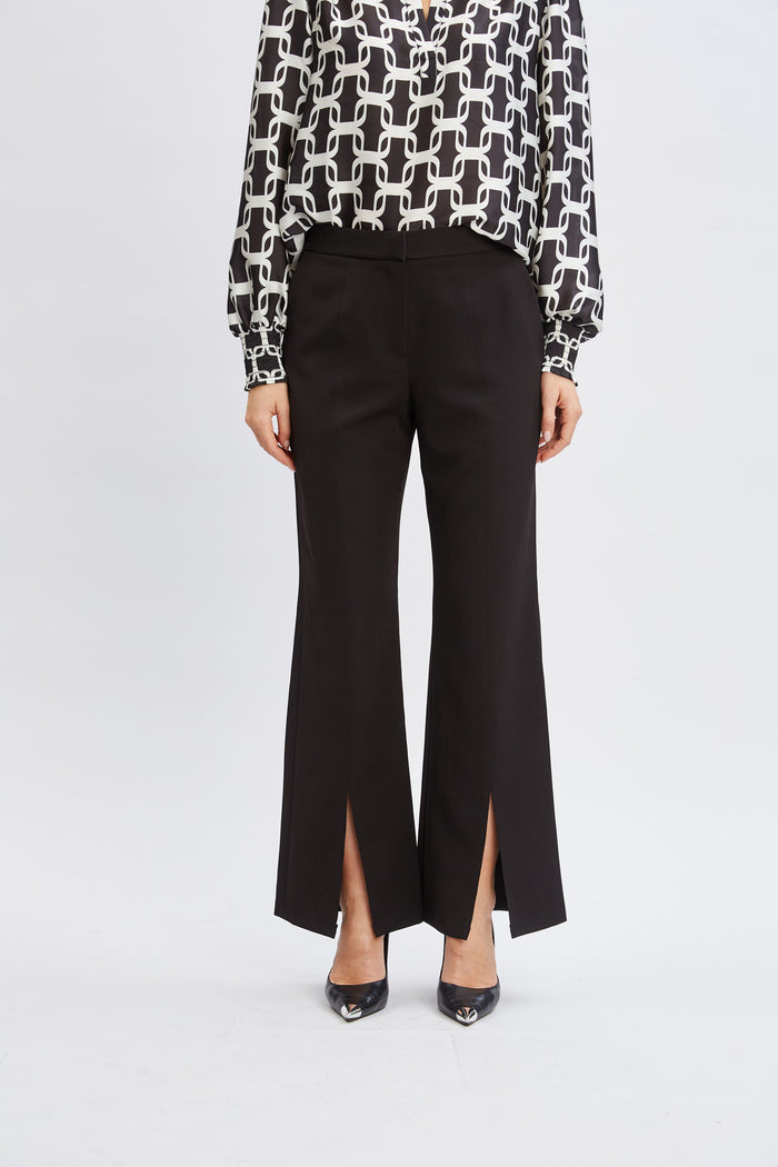 Elie Tahari T-Tahari Wide Leg Slit Pant BLACK