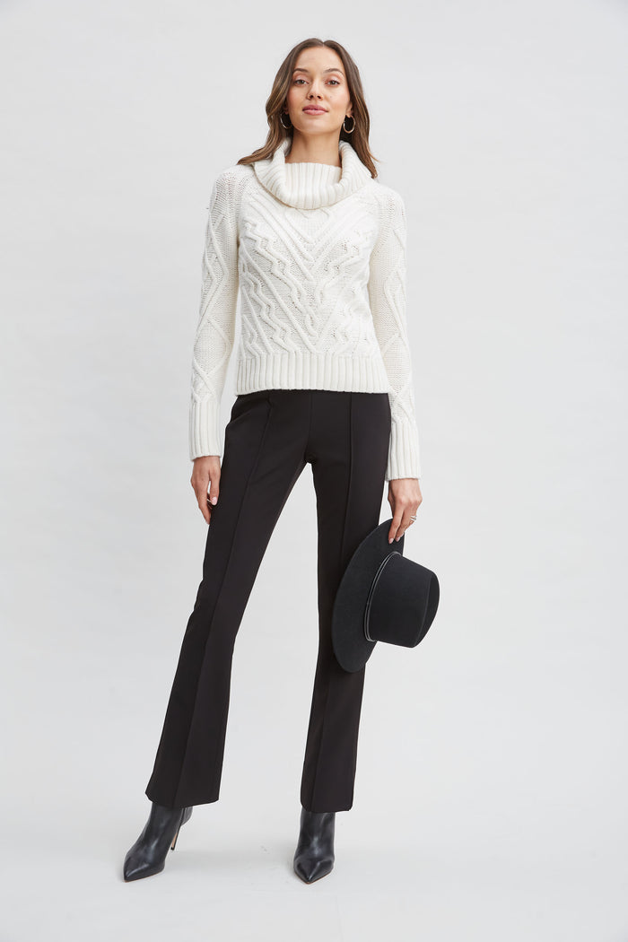 Elie Tahari Texture Turtleneck Wool Sweater SNOW