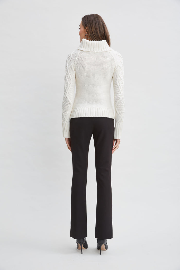 Elie Tahari Texture Turtleneck Wool Sweater SNOW