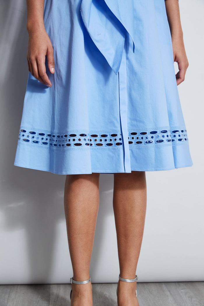 Elie Tahari Tie Cotton Midi Dress HORIZON BLUE