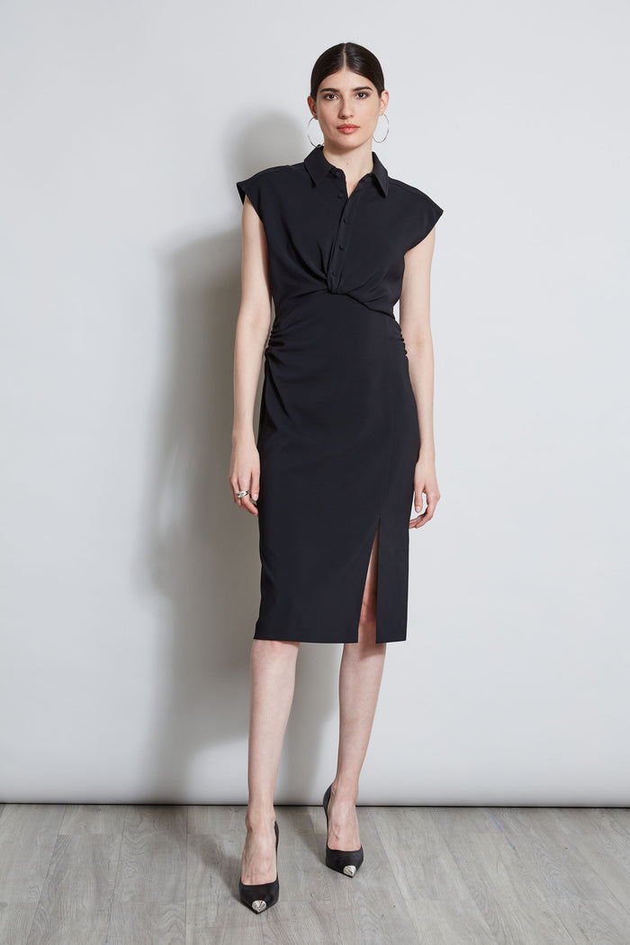 Elie Tahari Twist Button Dress BLACK
