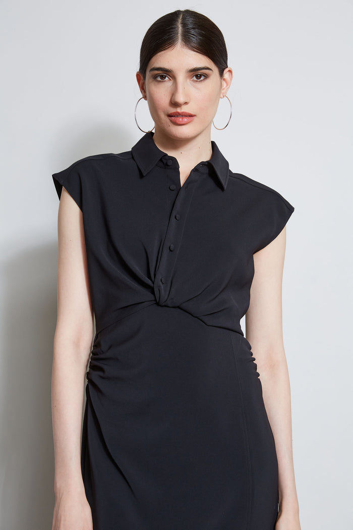 Elie Tahari Twist Button Dress BLACK