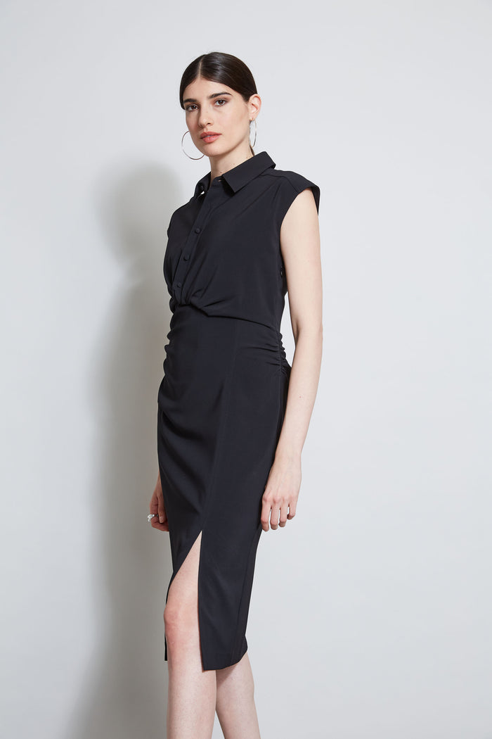 Elie Tahari Twist Button Dress BLACK