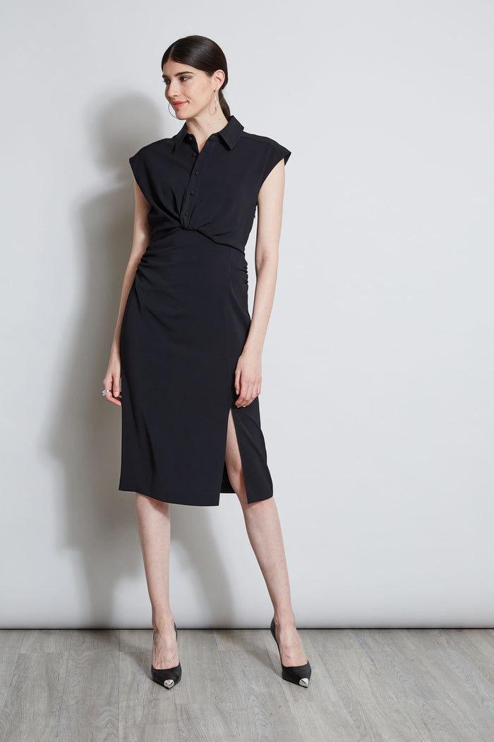 Elie Tahari Twist Button Dress BLACK