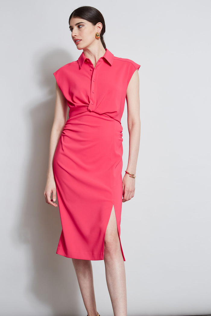 Elie Tahari Twist Button Dress WILD STRAWBERRY