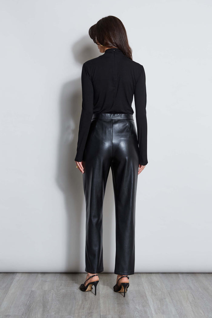 Elie Tahari Vegan Leather Belted Pant Noir