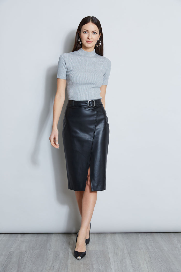 Elie Tahari Vegan Leather Pencil Skirt BLACK