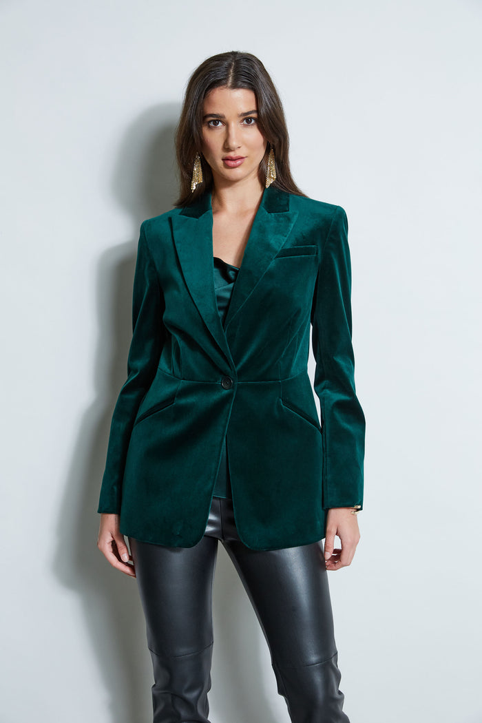 Elie Tahari Velvet Blazer BOTTLE GREEN