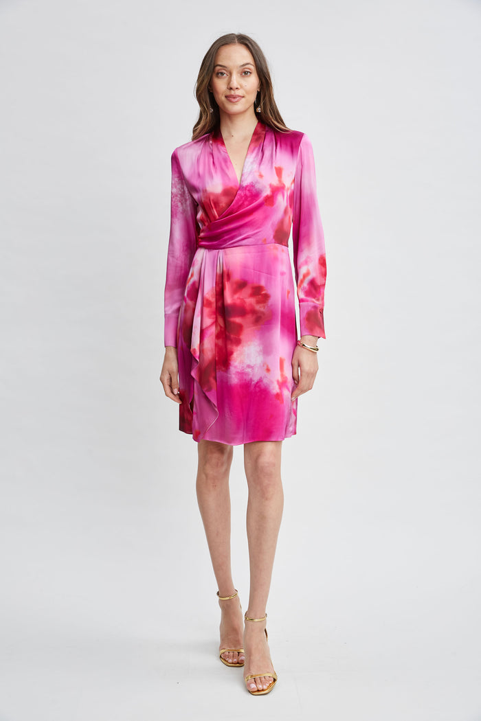 Elie Tahari Venetian Glass Mock Wrap Dress MULTI