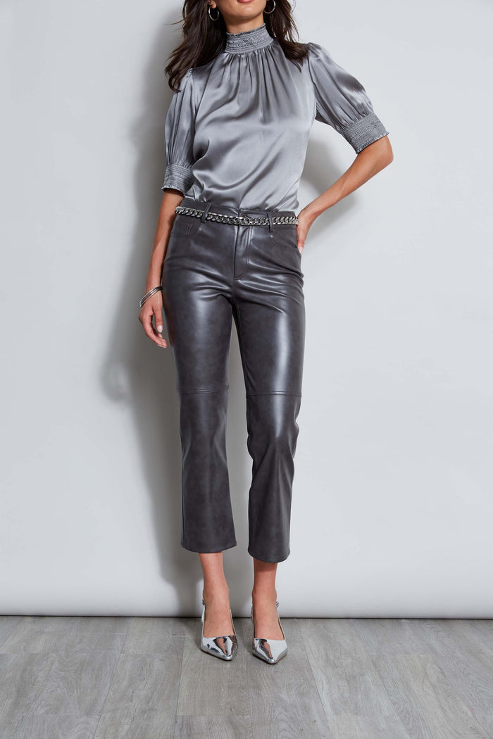 Elie Tahari Vintage Vegan Leather Pant FOG GREY