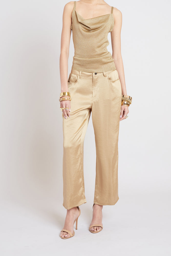 Elie Tahari Washed Satin Fluid Pant SANDCASTLE