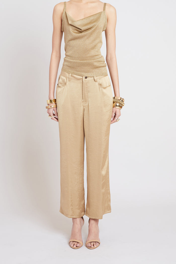 Elie Tahari Washed Satin Fluid Pant SANDCASTLE