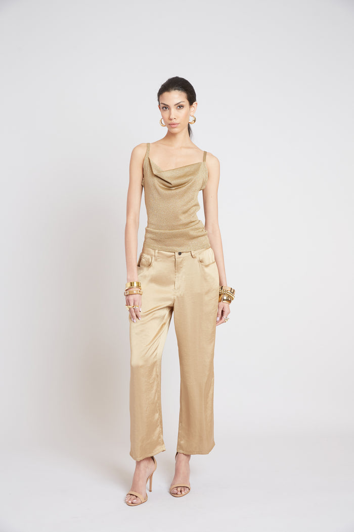 Elie Tahari Washed Satin Fluid Pant SANDCASTLE
