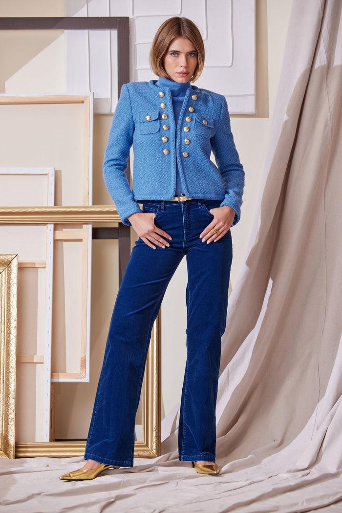 Elie Tahari Washed Velvet Pant PARIS BLUE