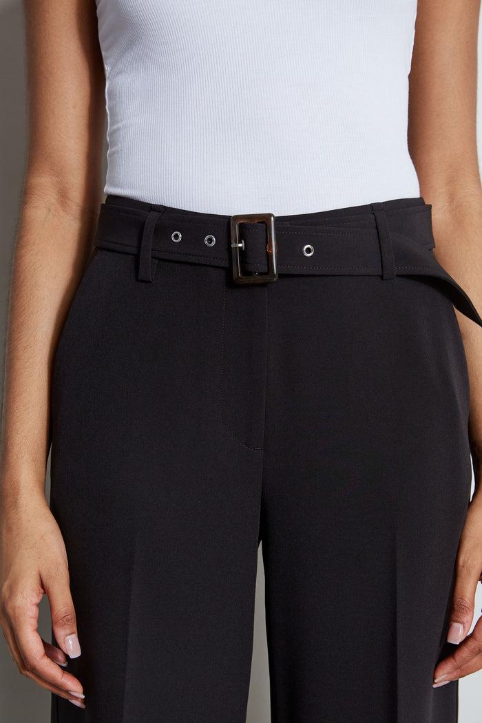 Elie Tahari Wide Leg Cropped Belted Pant NOIR
