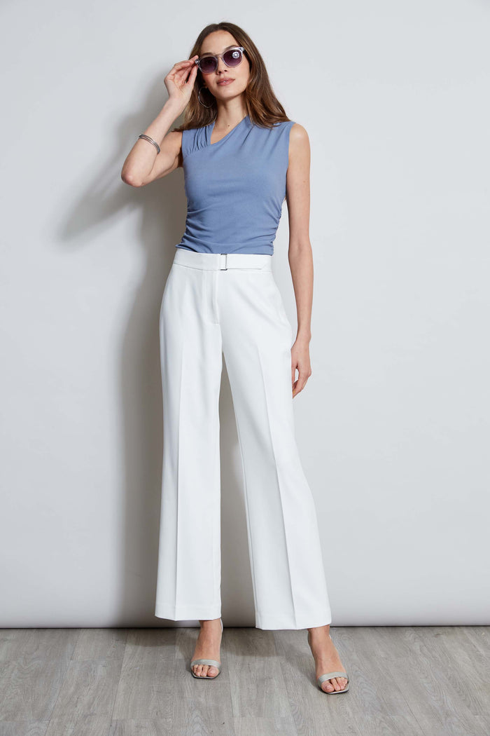 Elie Tahari Wide Leg Self-Belt Pant Sky White