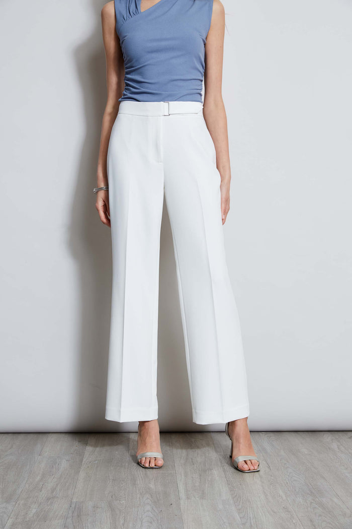 Elie Tahari Wide Leg Self-Belt Pant Sky White