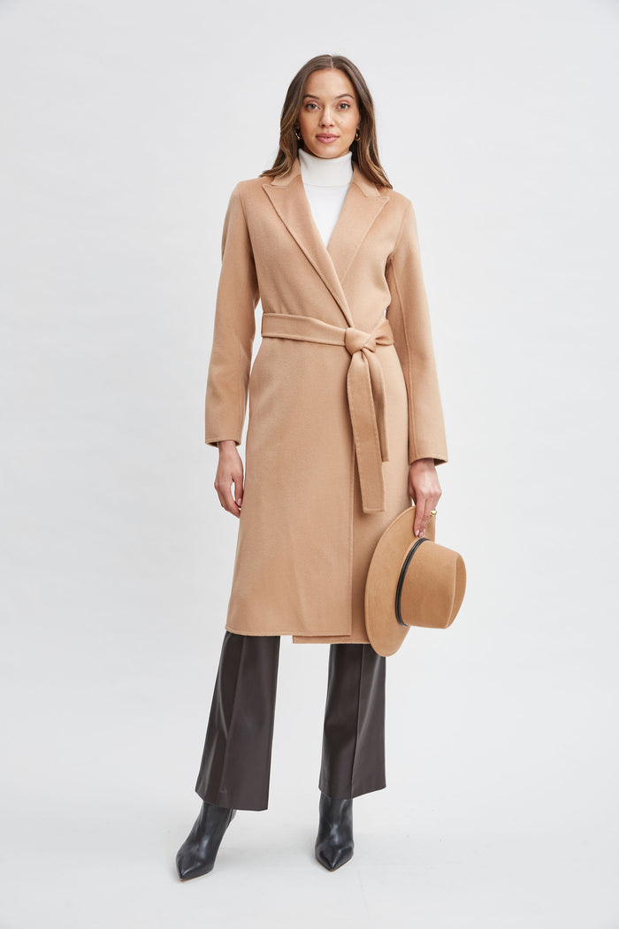 Elie Tahari Wool Wrap Coat FOSSIL