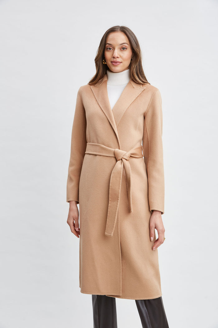 Elie Tahari Wool Wrap Coat FOSSIL