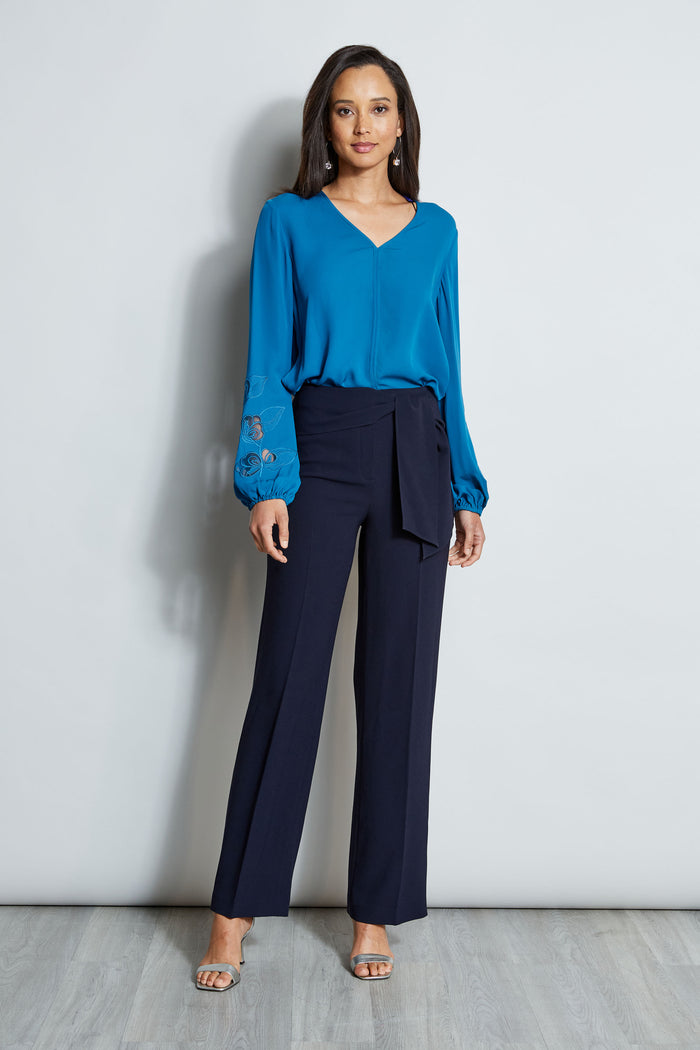 Elie Tahari Embroidered Long Sleeve Shirt PACIFIC BLUE