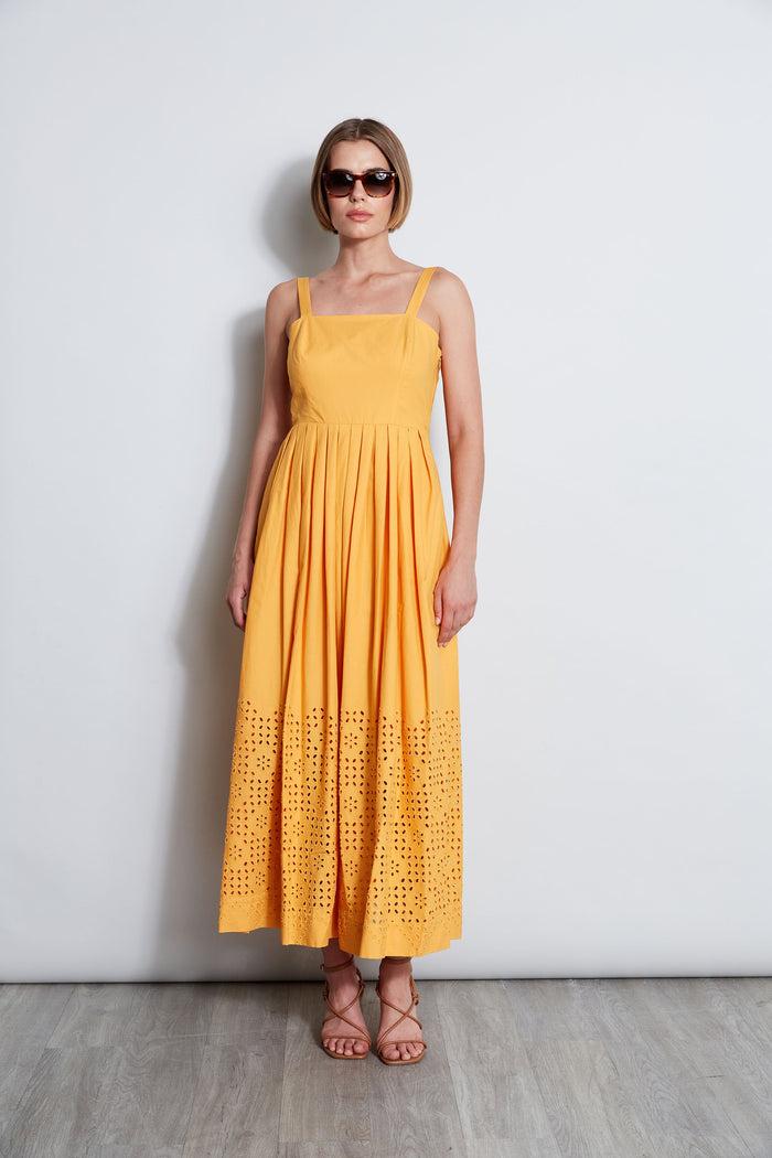 Elie Tahari Embroidered Maxi Dress AFTERNOON ORANGE