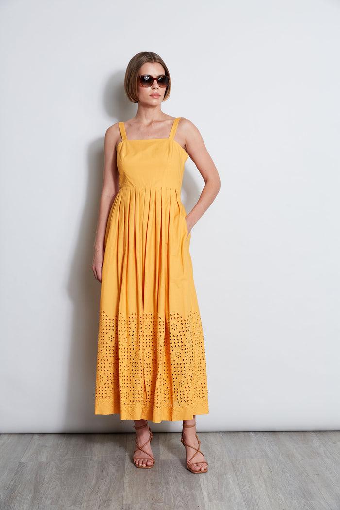 Elie Tahari Embroidered Maxi Dress AFTERNOON ORANGE