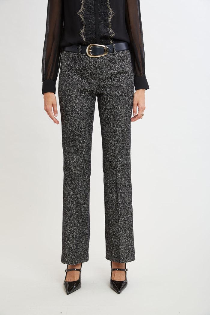Elie Tahari Fit & Flare Metallic Tweed Pant BLACK MULTI