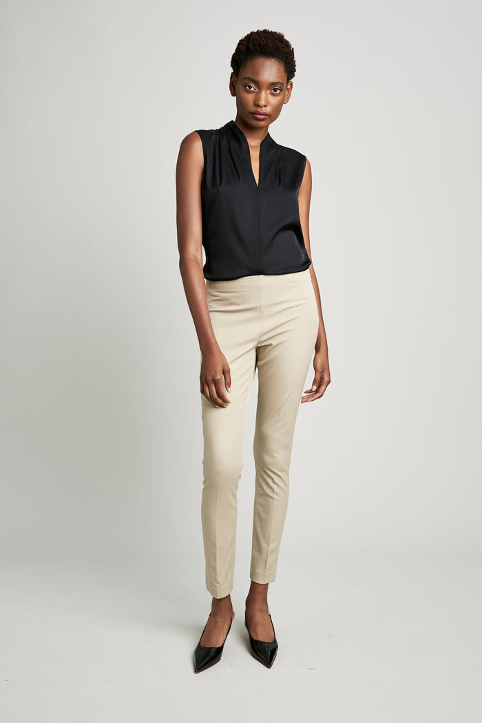 Elie Tahari Juliette Long Skinny Stretch-Twill Pant Sahara Khaki