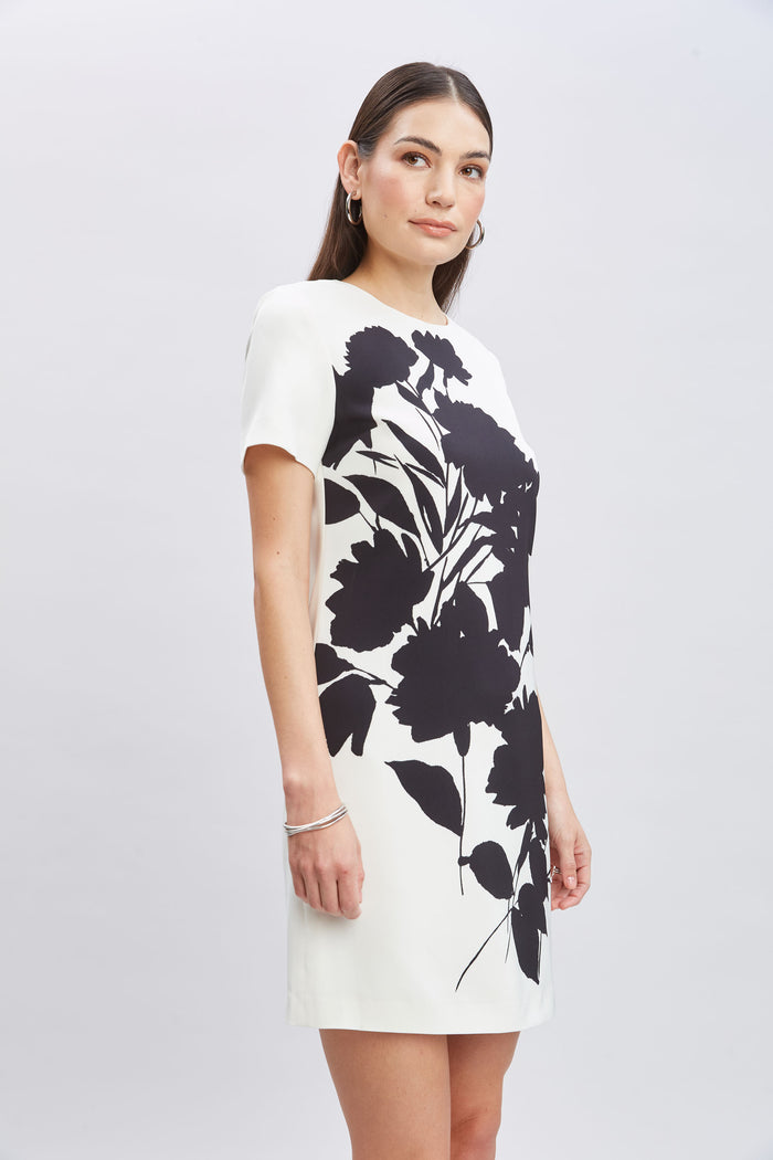 Elie Tahari Midnight Garden Shift Dress IVORY-BLACK