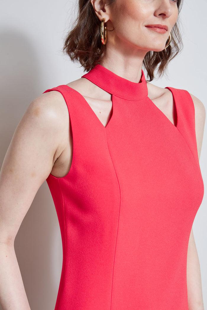 Elie Tahari Mock Neck Cut Out Dress WILD STRAWBERRY