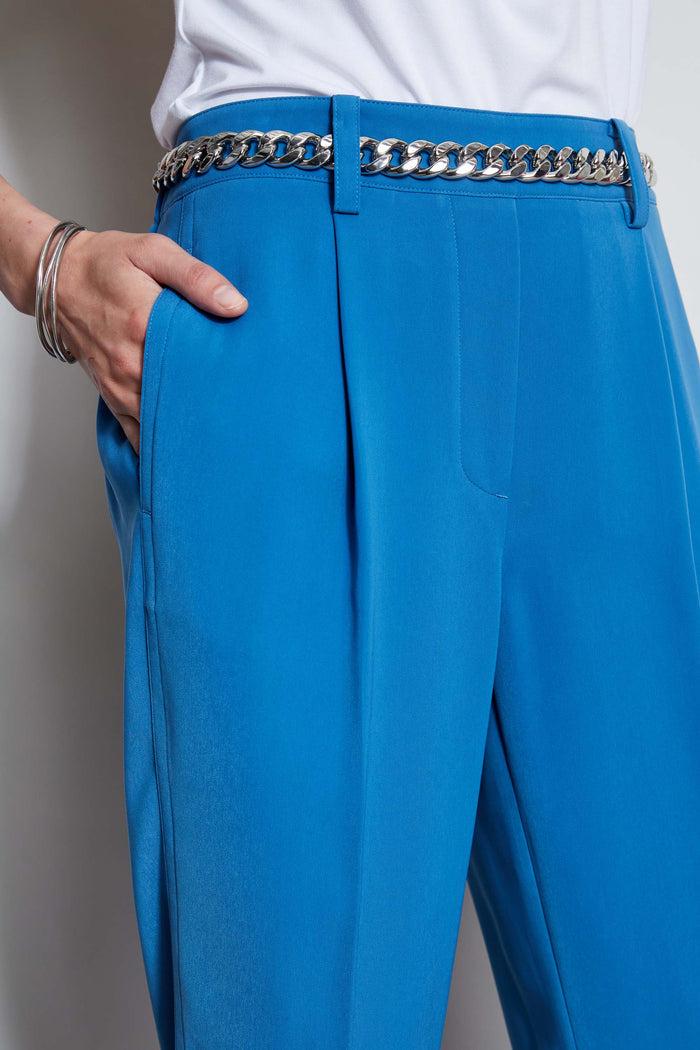 Elie Tahari Pleated Straight Leg Pull On Pant BLUE ARCH